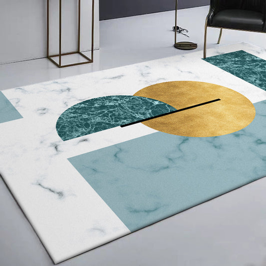 White Bedroom Rug Modern Colorblock Geometry Marble Pattern Area Rug Polyester Pet Friendly Non-Slip Carpet Clearhalo 'Area Rug' 'Modern' 'Rugs' Rug' 1597471