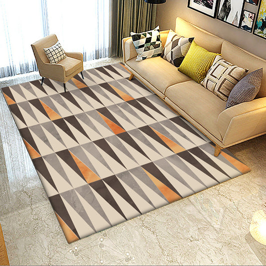 Ivory Bedroom Rug Modern Geometric Triangle Pattern Area Rug Polyester Stain-Resistant Washable Carpet Yellow Clearhalo 'Area Rug' 'Modern' 'Rugs' Rug' 1597486