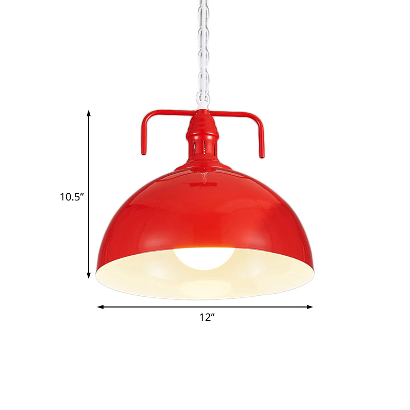 12"/16" W Bowl Living Room Pendant Lighting Industrial Metallic 1 Light Red/Yellow/Rust Finish Hanging Fixture Clearhalo 'Art Deco Pendants' 'Cast Iron' 'Ceiling Lights' 'Ceramic' 'Crystal' 'Industrial Pendants' 'Industrial' 'Metal' 'Middle Century Pendants' 'Pendant Lights' 'Pendants' 'Tiffany' Lighting' 15975