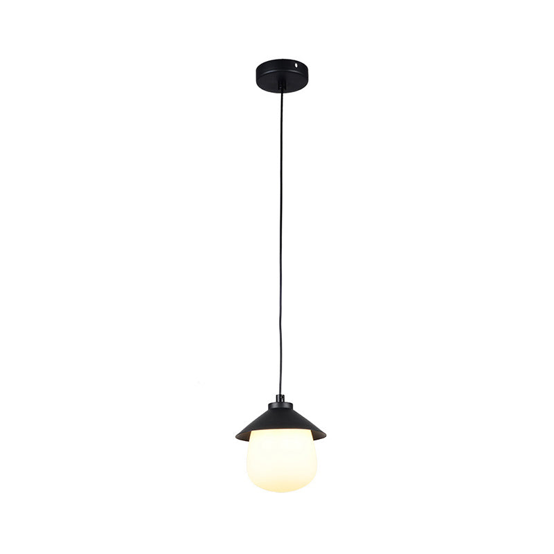 Cone Pendant Lighting with Oval Glass Shade Minimalist Black Hanging Ceiling Light for Dining Room Clearhalo 'Ceiling Lights' 'Glass shade' 'Glass' 'Modern Pendants' 'Modern' 'Pendant Lights' 'Pendants' Lighting' 159750