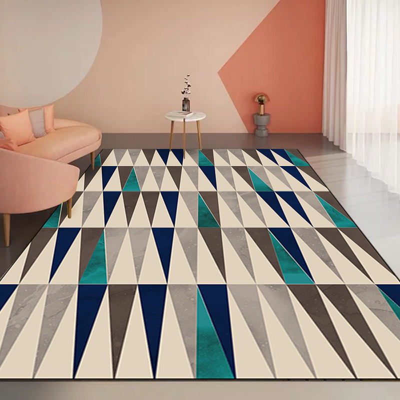 Ivory Bedroom Rug Modern Geometric Triangle Pattern Area Rug Polyester Stain-Resistant Washable Carpet Clearhalo 'Area Rug' 'Modern' 'Rugs' Rug' 1597503