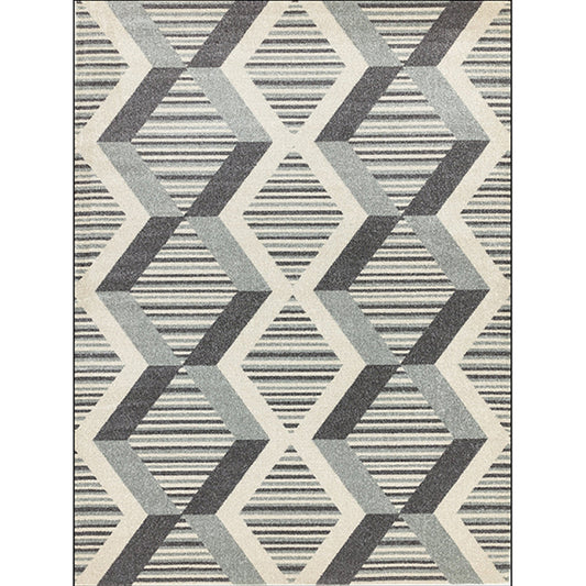 Contemporary Modern Rug in Grey Geometry Stripe Wave Pattern Rug Polyester Non-Slip Carpet for Home Decoration Clearhalo 'Area Rug' 'Modern' 'Rugs' Rug' 1597512