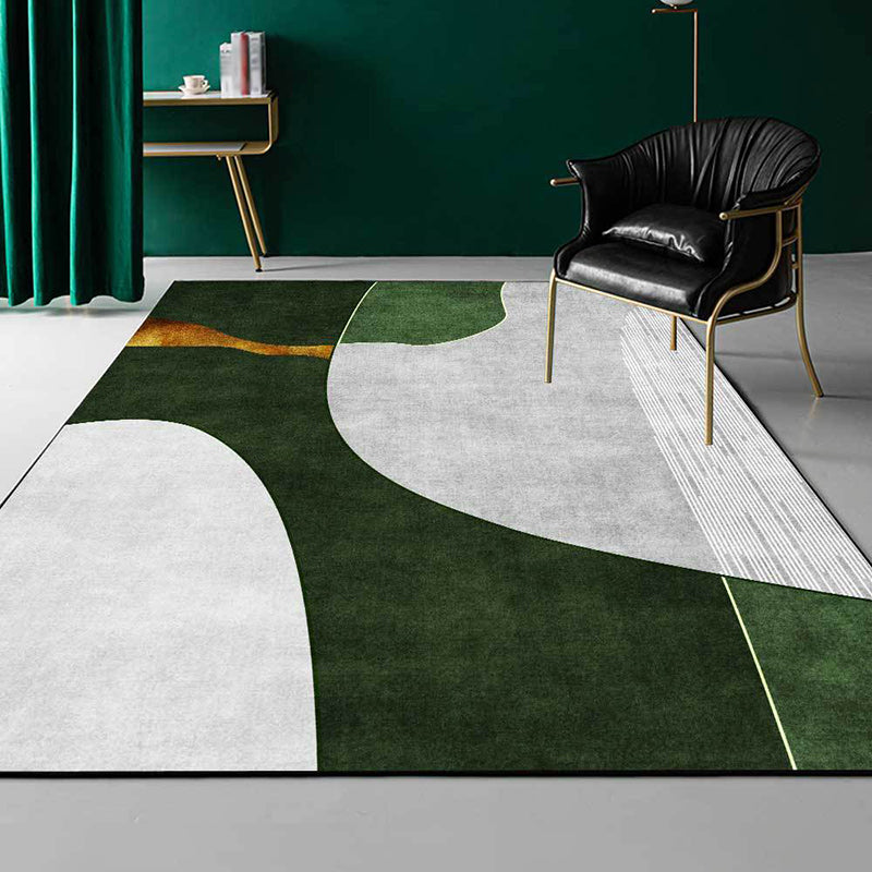 Green and Grey Bedroom Rug Novelty Color Block Stripe Pattern Area Rug Polyester Stain-Resistant Carpet Grey Clearhalo 'Area Rug' 'Rug' 1597534