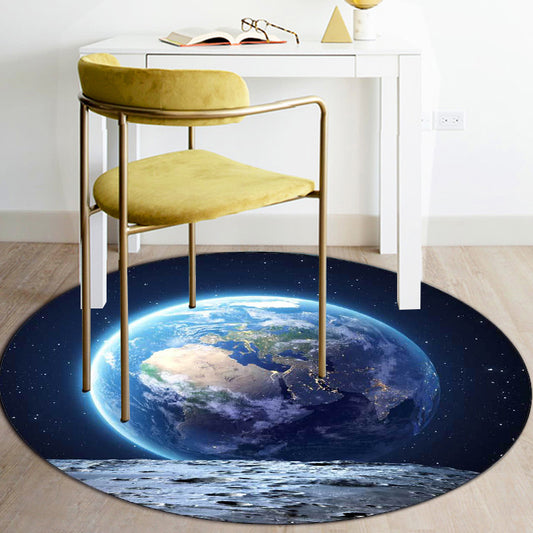 Scandinavian Modern Rug in Blue Outer Space Earth Pattern Rug Polyester Stain-Resistant Carpet for Home Decoration Clearhalo 'Area Rug' 'Modern' 'Rugs' Rug' 1597567