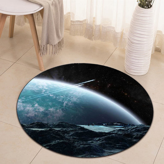 Minimalist Modern Rug in Blue and Black Outer Space Planet Pattern Rug Polyester Anti-Slip Carpet for Home Decoration Clearhalo 'Area Rug' 'Modern' 'Rugs' Rug' 1597583