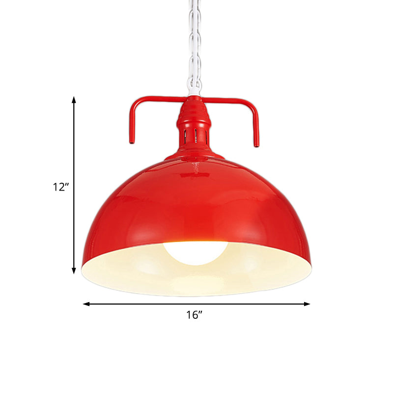 12"/16" W Bowl Living Room Pendant Lighting Industrial Metallic 1 Light Red/Yellow/Rust Finish Hanging Fixture Clearhalo 'Art Deco Pendants' 'Cast Iron' 'Ceiling Lights' 'Ceramic' 'Crystal' 'Industrial Pendants' 'Industrial' 'Metal' 'Middle Century Pendants' 'Pendant Lights' 'Pendants' 'Tiffany' Lighting' 15976