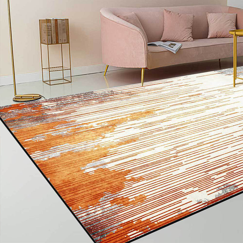 Orange and Grey Novelty Rug Polyester Stripe Pattern Rug Washable Non-Slip Backing Carpet for Living Room Yellow-Red Clearhalo 'Area Rug' 'Modern' 'Rugs' Rug' 1597622