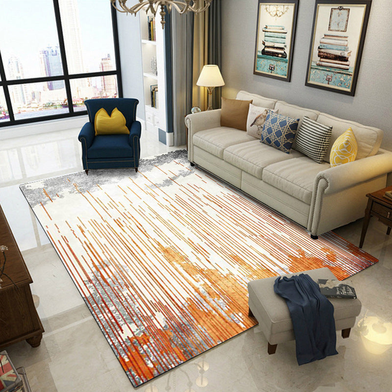 Orange and Grey Novelty Rug Polyester Stripe Pattern Rug Washable Non-Slip Backing Carpet for Living Room Clearhalo 'Area Rug' 'Modern' 'Rugs' Rug' 1597624