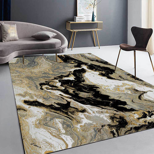 Novelty Abstract Rug Black and Golden Polyester Rug Machine Washable Non-Slip Area Rug for Bedroom Gold Clearhalo 'Area Rug' 'Modern' 'Rugs' Rug' 1597631