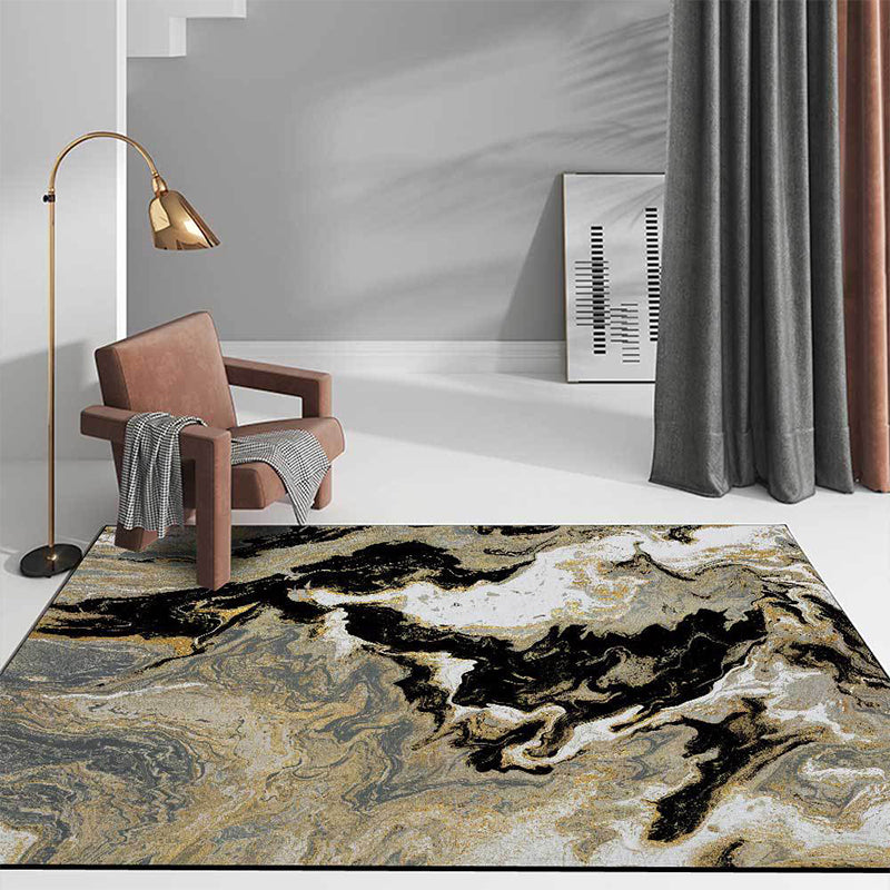 Novelty Abstract Rug Black and Golden Polyester Rug Machine Washable Non-Slip Area Rug for Bedroom Clearhalo 'Area Rug' 'Modern' 'Rugs' Rug' 1597632