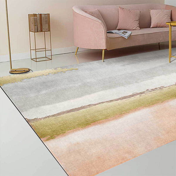 Simple Modern Rug in Pink Glitter Pattern Rug Polyester Washable Anti-Slip  Backing Carpet for Home Decoration - Clearhalo