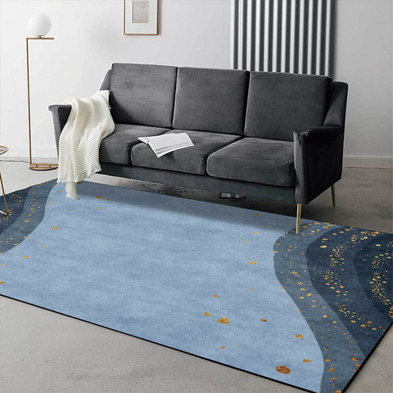 Blue Contemporary Rug Polyester Abstract Rug Washable Non-Slip Backing Carpet for Living Room Blue Clearhalo 'Area Rug' 'Modern' 'Rugs' Rug' 1597649