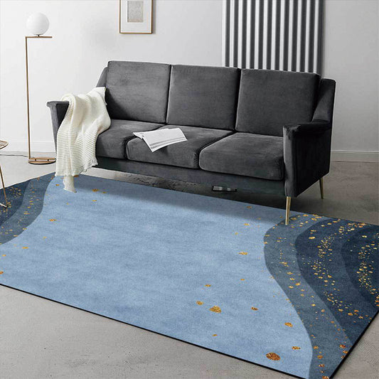 Blue Contemporary Rug Polyester Abstract Rug Washable Non-Slip Backing Carpet for Living Room Blue Clearhalo 'Area Rug' 'Modern' 'Rugs' Rug' 1597649