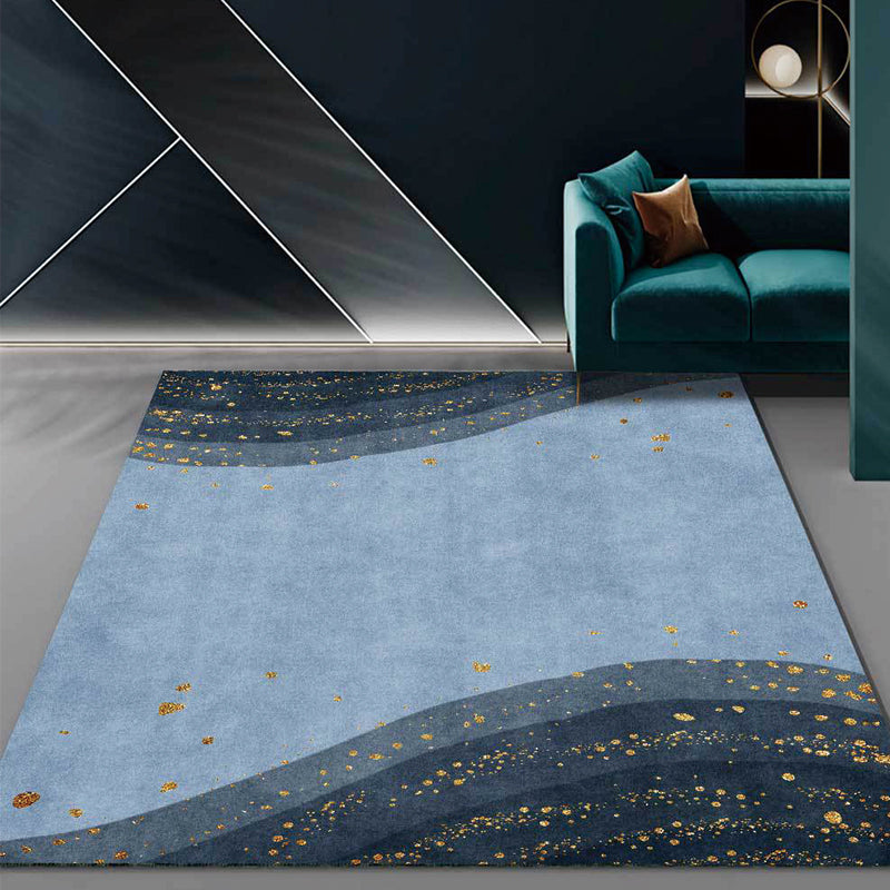 Blue Contemporary Rug Polyester Abstract Rug Washable Non-Slip Backing Carpet for Living Room Clearhalo 'Area Rug' 'Modern' 'Rugs' Rug' 1597650