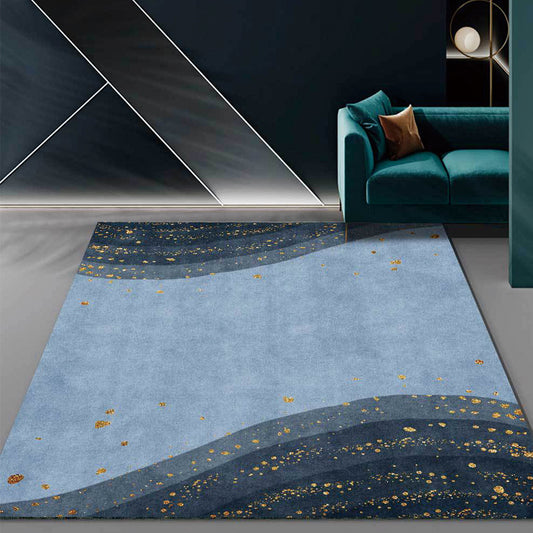 Blue Contemporary Rug Polyester Abstract Rug Washable Non-Slip Backing Carpet for Living Room Clearhalo 'Area Rug' 'Modern' 'Rugs' Rug' 1597650