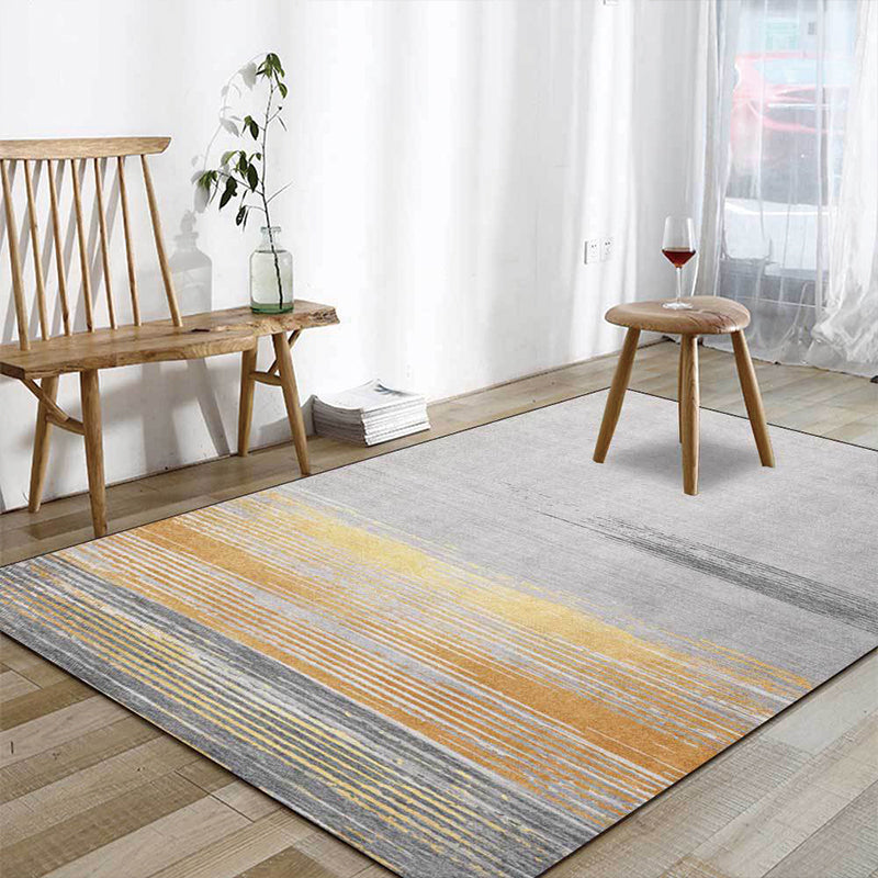 Nordic Striped Pattern Rug Grey and Yellow Polyester Rug Machine Washable Non-Slip Area Rug for Bedroom Grey Clearhalo 'Area Rug' 'Modern' 'Rugs' Rug' 1597657