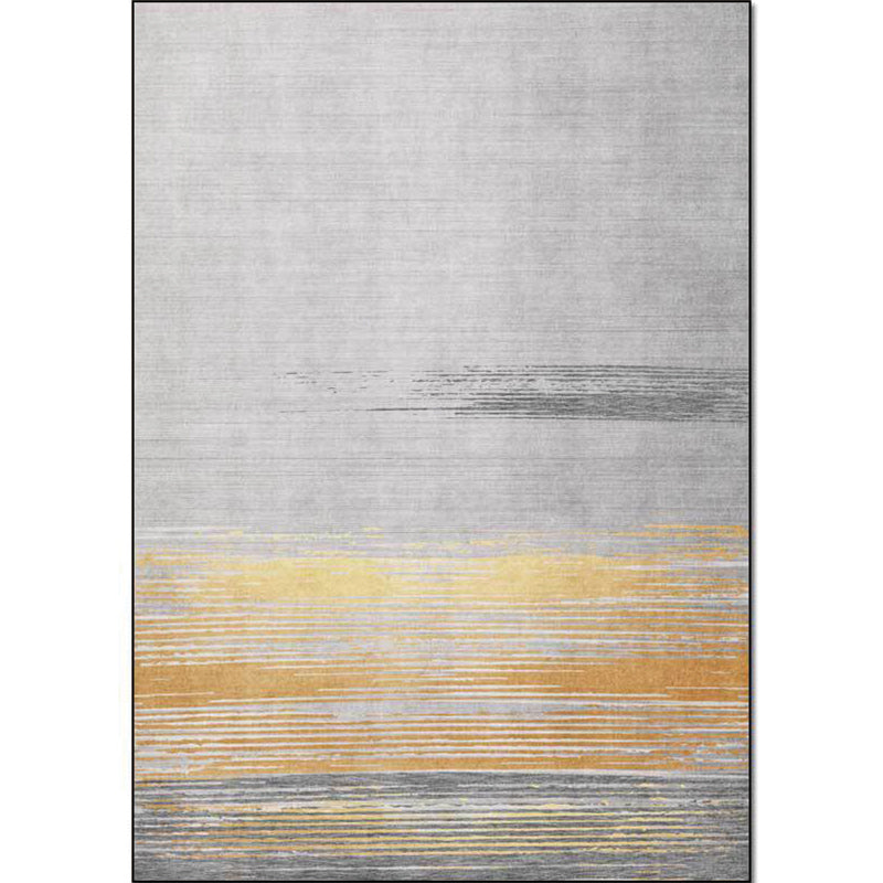 Nordic Striped Pattern Rug Grey and Yellow Polyester Rug Machine Washable Non-Slip Area Rug for Bedroom Clearhalo 'Area Rug' 'Modern' 'Rugs' Rug' 1597659