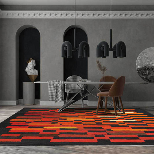 Black and Red Modern Rug Polyester Brushstroke Pattern Rug Washable Non-Slip Backing Carpet for Living Room Red Clearhalo 'Area Rug' 'Modern' 'Rugs' Rug' 1597665