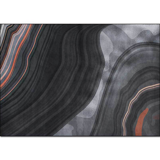 Black and Grey Modern Rug Polyester Swirl Stripe Pattern Rug Washable Non-Slip Backing Carpet for Living Room Clearhalo 'Area Rug' 'Modern' 'Rugs' Rug' 1597683