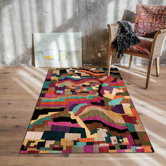Funky Abstract Rug Multicolor Simple Rug Polyester Washable Anti-Slip Backing Area Rug for Living Room Red Clearhalo 'Area Rug' 'Modern' 'Rugs' Rug' 1597689