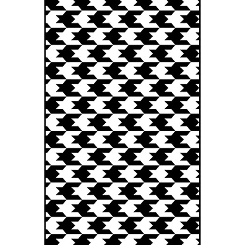 Black and White Bedroom Rug Modern Plaid Houndstooth Pattern Area Rug Polyester Non-Slip Backing Carpet Clearhalo 'Area Rug' 'Modern' 'Rugs' Rug' 1597747