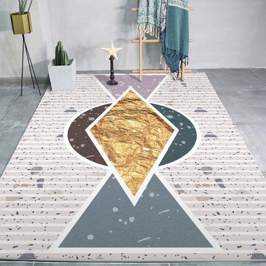 Modern Living Room Rug in Ivory Color Block Diamond Stripe Print Rug Polyester Pet Friendly Area Rug Light Pink Clearhalo 'Area Rug' 'Modern' 'Rugs' Rug' 1597753