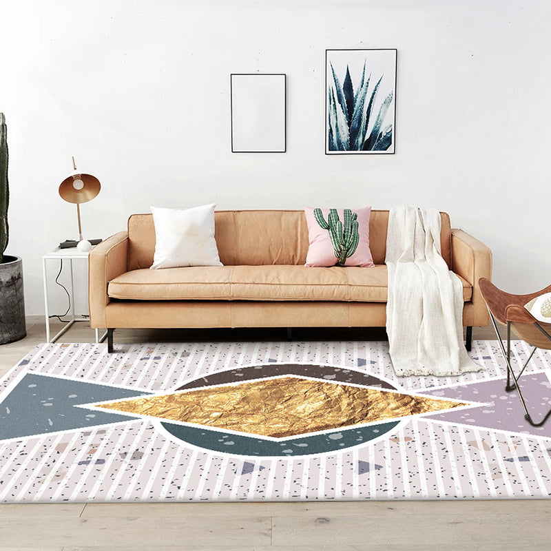 Modern Living Room Rug in Ivory Color Block Diamond Stripe Print Rug Polyester Pet Friendly Area Rug Clearhalo 'Area Rug' 'Modern' 'Rugs' Rug' 1597754