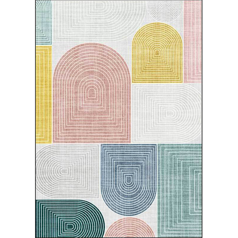 Modern Living Room Rug in Ivory Color Block Stripe Irregular Shape Print Rug Polyester Non-Slip Backing Area Rug Clearhalo 'Area Rug' 'Modern' 'Rugs' Rug' 1597763