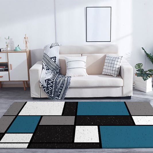 Modern Living Room Rug Multicolor Color Block Rectangle Print Rug Polyester Stain-Resistant Area Rug Blue Clearhalo 'Area Rug' 'Modern' 'Rugs' Rug' 1597769
