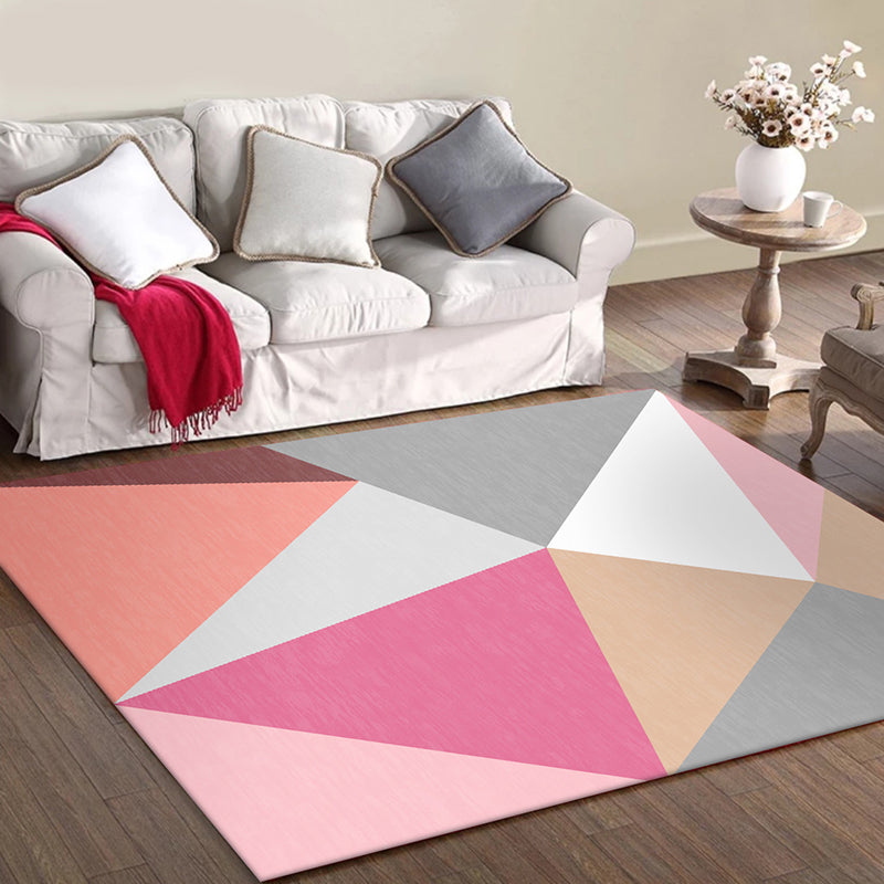 Multicolored Bedroom Rug Modern Colorblock Triangle Pattern Area Rug Polyester Non-Slip Backing Carpet Clearhalo 'Area Rug' 'Modern' 'Rugs' Rug' 1597786