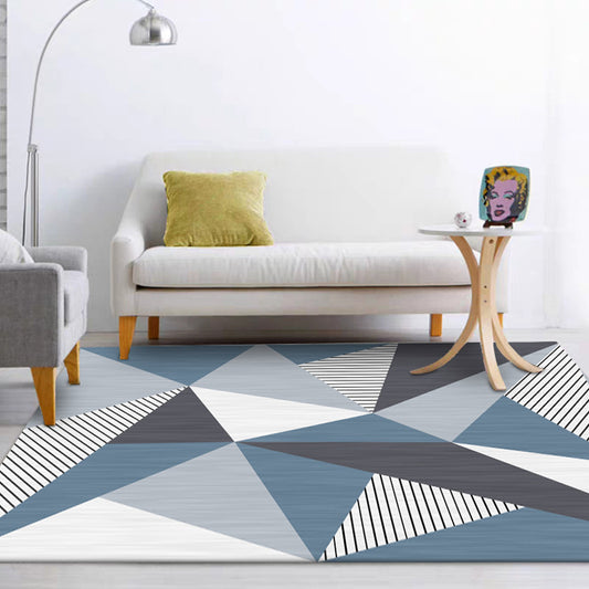 Modern Living Room Rug in Grey and Blue Color Block Triangle Stripe Print Rug Polyester Stain-Resistant Area Rug Blue Clearhalo 'Area Rug' 'Modern' 'Rugs' Rug' 1597793