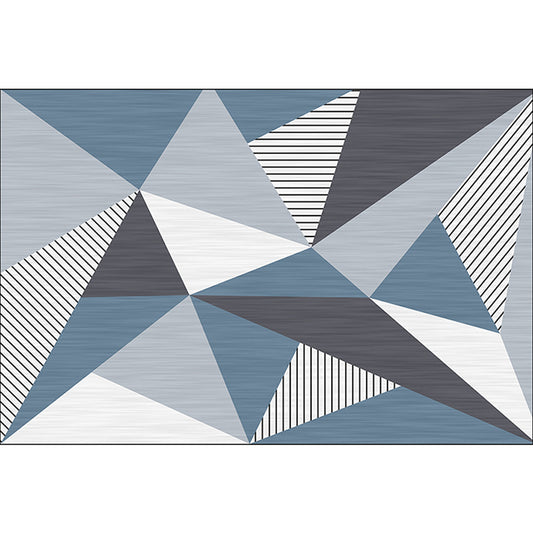 Modern Living Room Rug in Grey and Blue Color Block Triangle Stripe Print Rug Polyester Stain-Resistant Area Rug Clearhalo 'Area Rug' 'Modern' 'Rugs' Rug' 1597795