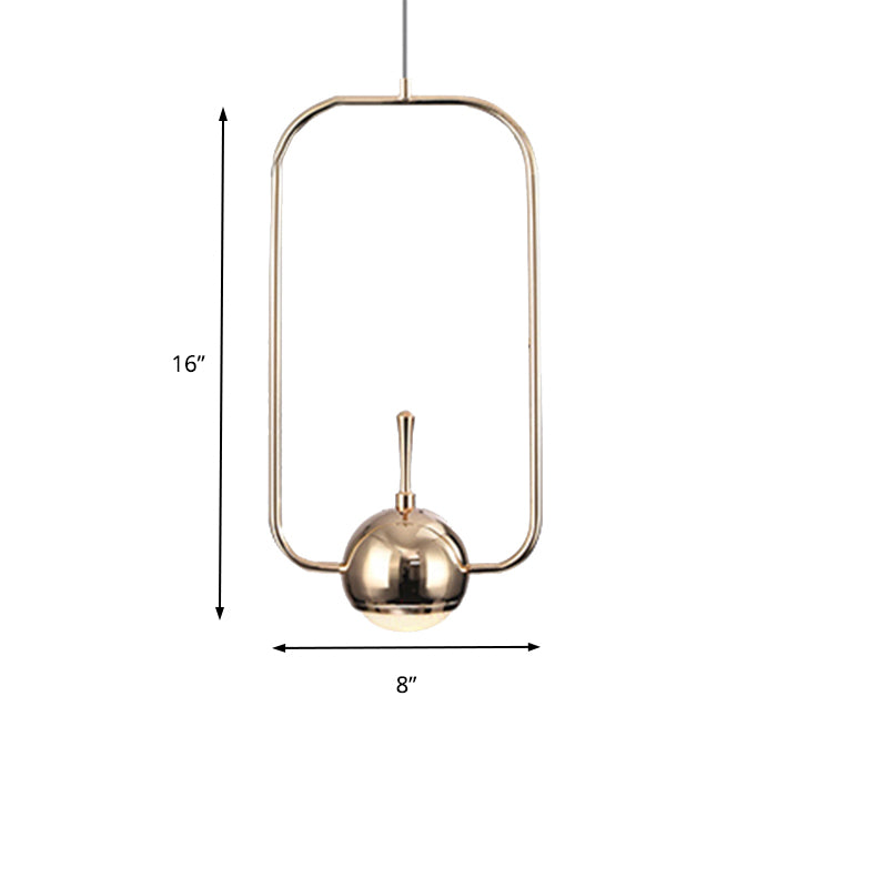 Rectangular/Triangular/Circular Wire Frame Ceiling Pendant Contemporary Metal 1 Light Chrome/Gold Pendant Light Fixture for Bedroom Clearhalo 'Ceiling Lights' 'Modern Pendants' 'Modern' 'Pendant Lights' 'Pendants' Lighting' 159782