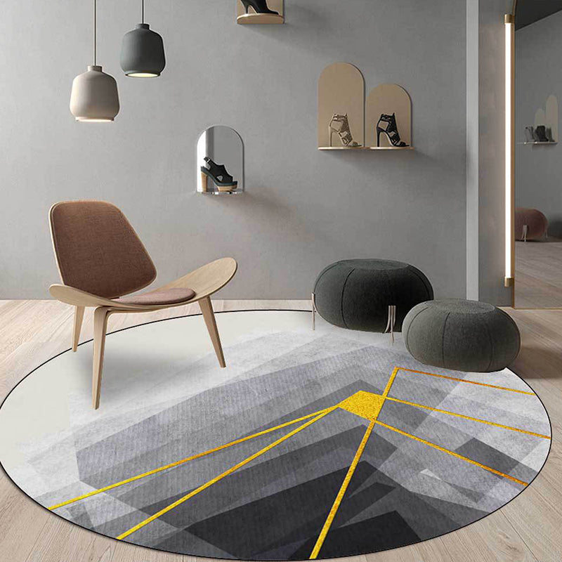 Nordic Modern Rug in Grey Geometry Line Pattern Rug Polyester Machine Washable Carpet for Home Decoration Grey Clearhalo 'Area Rug' 'Modern' 'Rugs' Rug' 1597833