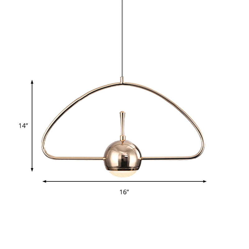 Rectangular/Triangular/Circular Wire Frame Ceiling Pendant Contemporary Metal 1 Light Chrome/Gold Pendant Light Fixture for Bedroom Clearhalo 'Ceiling Lights' 'Modern Pendants' 'Modern' 'Pendant Lights' 'Pendants' Lighting' 159784