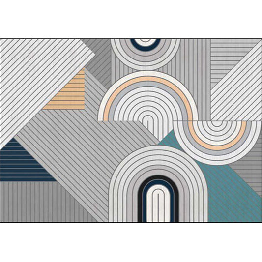 Grey Bedroom Rug Modern Geometric Stripe Pattern Area Rug Polyester Anti-Slip Carpet Clearhalo 'Area Rug' 'Modern' 'Rugs' Rug' 1597843