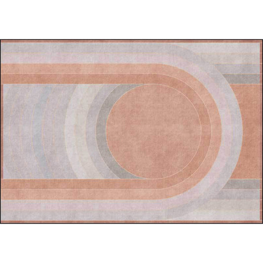 Pink Bedroom Rug Novelty Color Block Arc Circle Pattern Area Rug Polyester Non-Slip Backing Stain-Resistant Carpet Clearhalo 'Area Rug' 'Rug' 1597867