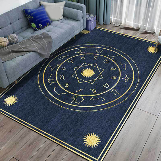 Minimalist Novelty Rug in Blue Geometry Constellation Sun Pattern Rug Polyester Anti-Slip Carpet for Home Decoration Clearhalo 'Area Rug' 'Rug' 1597954