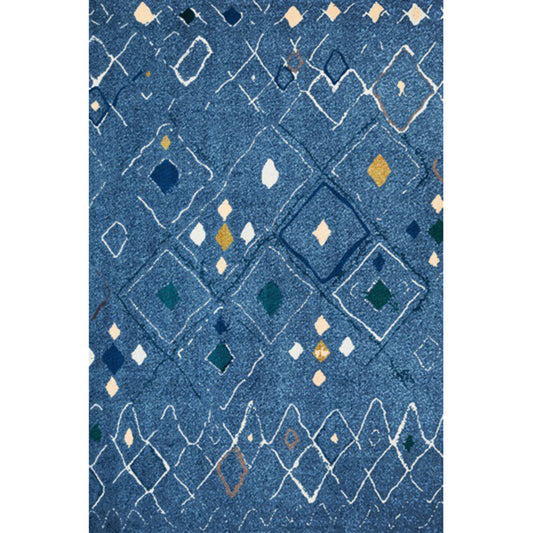 Novelty Living Room Rug in Blue Geometric Diamond Print Rug Polyester Washable Stain-Resistant Washable Area Rug Clearhalo 'Area Rug' 'Rug' 1597971