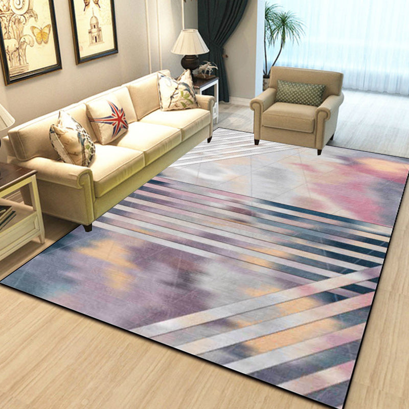 Pink Bedroom Rug Novelty Geometric Stripe Pattern Area Rug Polyester Pet Friendly Non-Slip Carpet Clearhalo 'Area Rug' 'Rug' 1597978