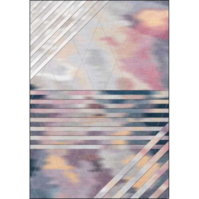 Pink Bedroom Rug Novelty Geometric Stripe Pattern Area Rug Polyester Pet Friendly Non-Slip Carpet Clearhalo 'Area Rug' 'Rug' 1597979