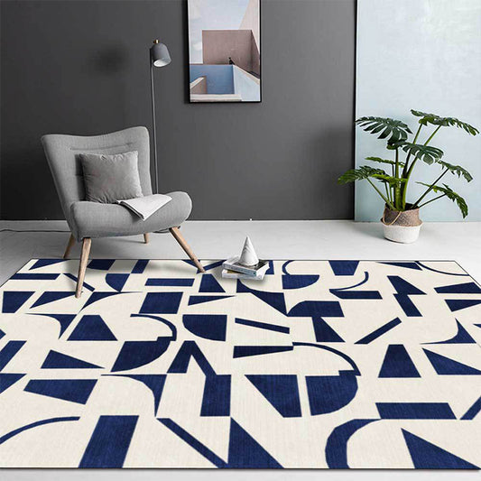 Stylish Abstract Rug Blue and Beige Casual Rug Polyester Machine Washable Anti-Slip Area Rug for Bedroom Clearhalo 'Area Rug' 'Rug' 1598034