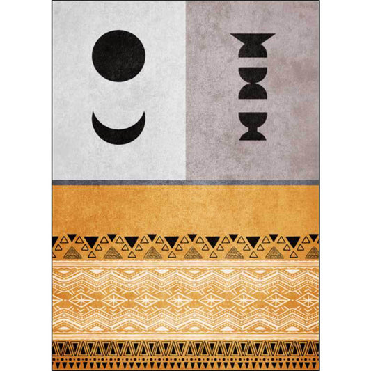 Funky Tribal Print Rug Yellow Vintage Rug Polyester Machine Washable Anti-Slip Area Rug for Bedroom Clearhalo 'Area Rug' 'Rug' 1598043