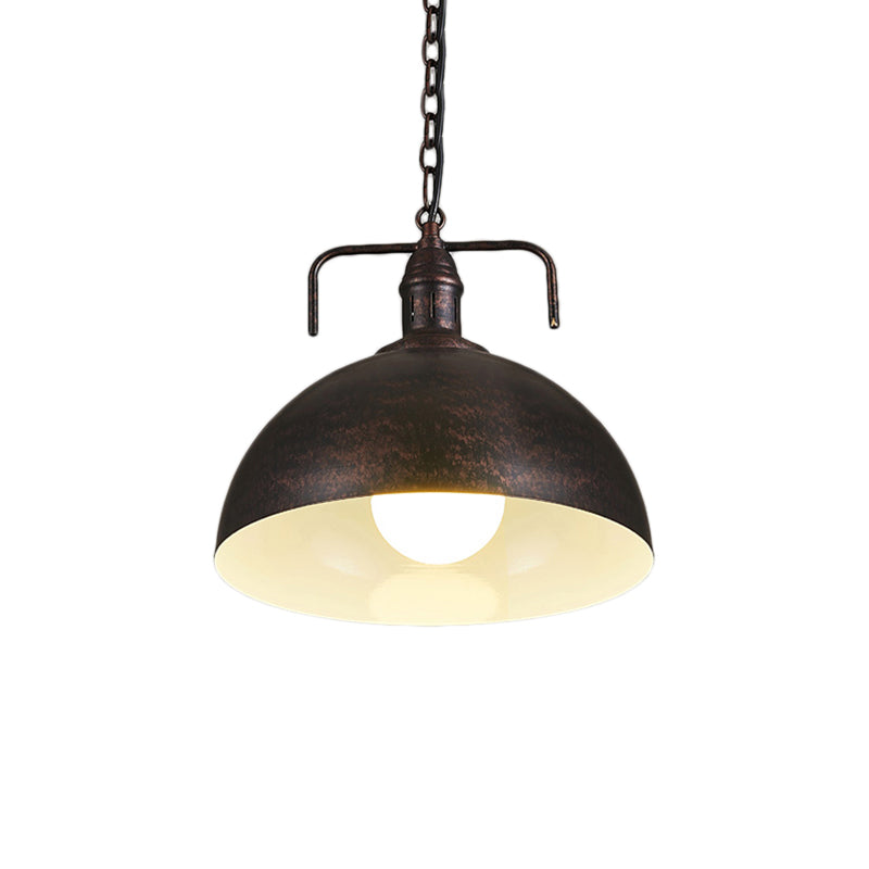 12"/16" W Bowl Living Room Pendant Lighting Industrial Metallic 1 Light Red/Yellow/Rust Finish Hanging Fixture Clearhalo 'Art Deco Pendants' 'Cast Iron' 'Ceiling Lights' 'Ceramic' 'Crystal' 'Industrial Pendants' 'Industrial' 'Metal' 'Middle Century Pendants' 'Pendant Lights' 'Pendants' 'Tiffany' Lighting' 15984