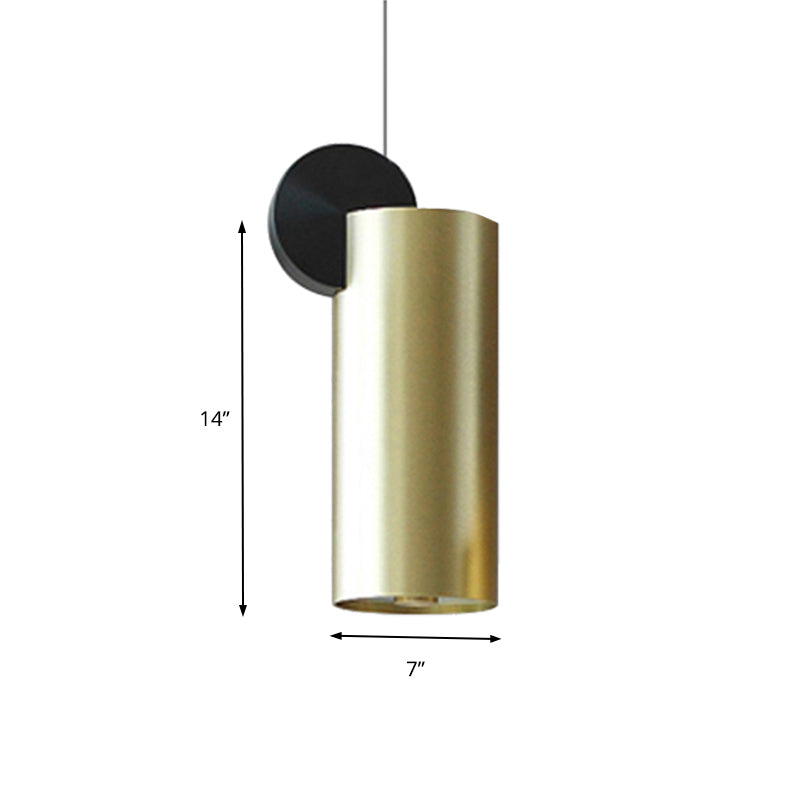 Drum/Saucer/Cylinder Hanging Pendant Light Minimalist Metal 1 Head Hallway Pendant Lighting in Gold Clearhalo 'Ceiling Lights' 'Pendant Lights' 'Pendants' Lighting' 159840