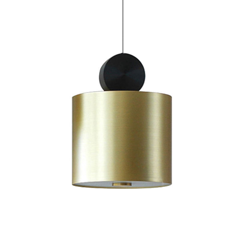 Drum/Saucer/Cylinder Hanging Pendant Light Minimalist Metal 1 Head Hallway Pendant Lighting in Gold Clearhalo 'Ceiling Lights' 'Pendant Lights' 'Pendants' Lighting' 159841