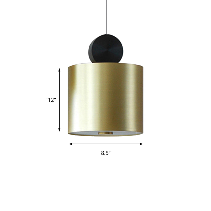 Drum/Saucer/Cylinder Hanging Pendant Light Minimalist Metal 1 Head Hallway Pendant Lighting in Gold Clearhalo 'Ceiling Lights' 'Pendant Lights' 'Pendants' Lighting' 159842