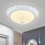 LED Domed Flush Lighting Cottage White Frosted Glass Ceiling Mounted Fixture in Warm/White Light, 16"/20.5" Width White Clearhalo 'Ceiling Lights' 'Close To Ceiling Lights' 'Close to ceiling' 'Flush mount' Lighting' 1598427