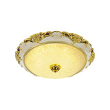 Traditional Round Ceiling Flush Mount Faceted White Glass LED Flush Light Fixture in Silver/Gold, 12"/16"/19.5" Width Clearhalo 'Ceiling Lights' 'Close To Ceiling Lights' 'Close to ceiling' 'Flush mount' Lighting' 1598438