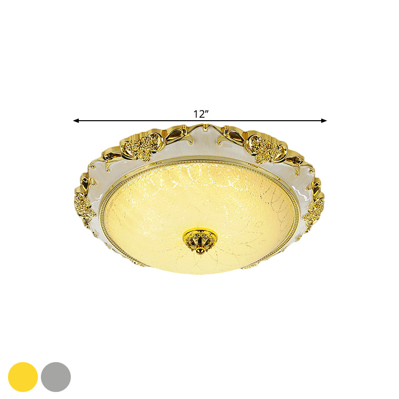 Traditional Round Ceiling Flush Mount Faceted White Glass LED Flush Light Fixture in Silver/Gold, 12"/16"/19.5" Width Clearhalo 'Ceiling Lights' 'Close To Ceiling Lights' 'Close to ceiling' 'Flush mount' Lighting' 1598439